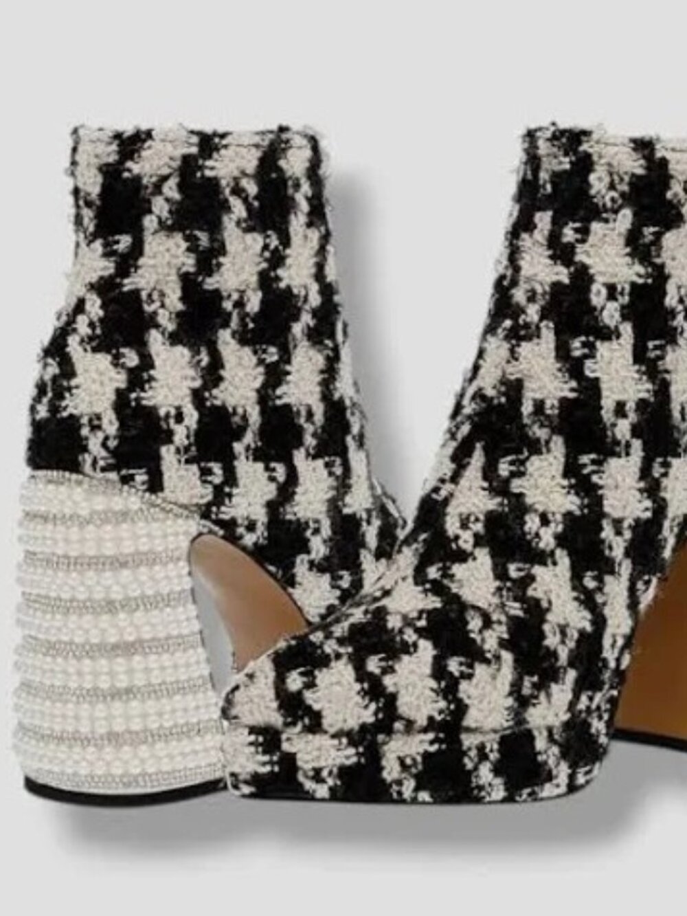 Betsey Johnson Raylan houndstooth & pearl zip boots - Picture 1 of 7